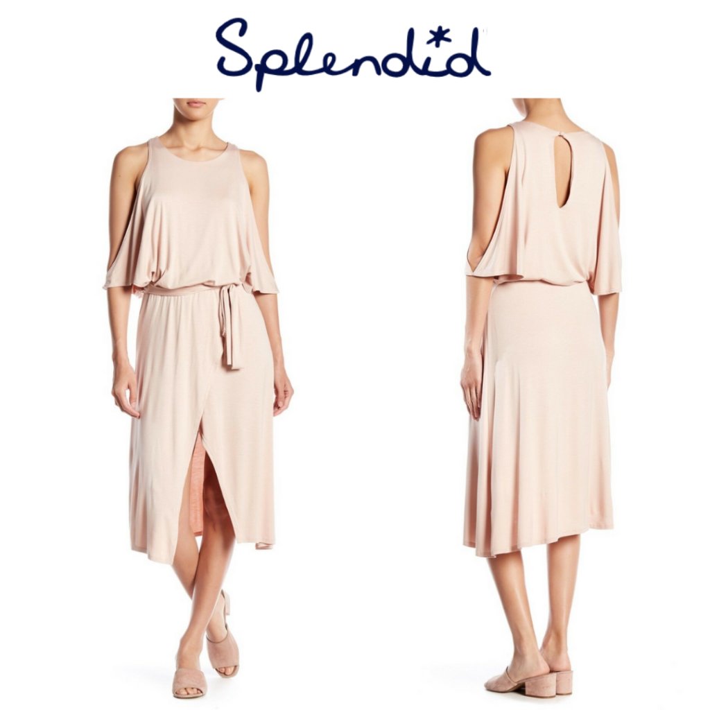 Splendid Cold Shoulder Tie Waist Dress
